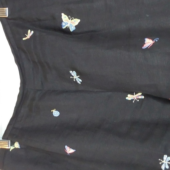 Talbots Irish Linen Black Trousers Novelty Bug/butterfly Embellish Pants Sz.12 - Picture 8 of 16